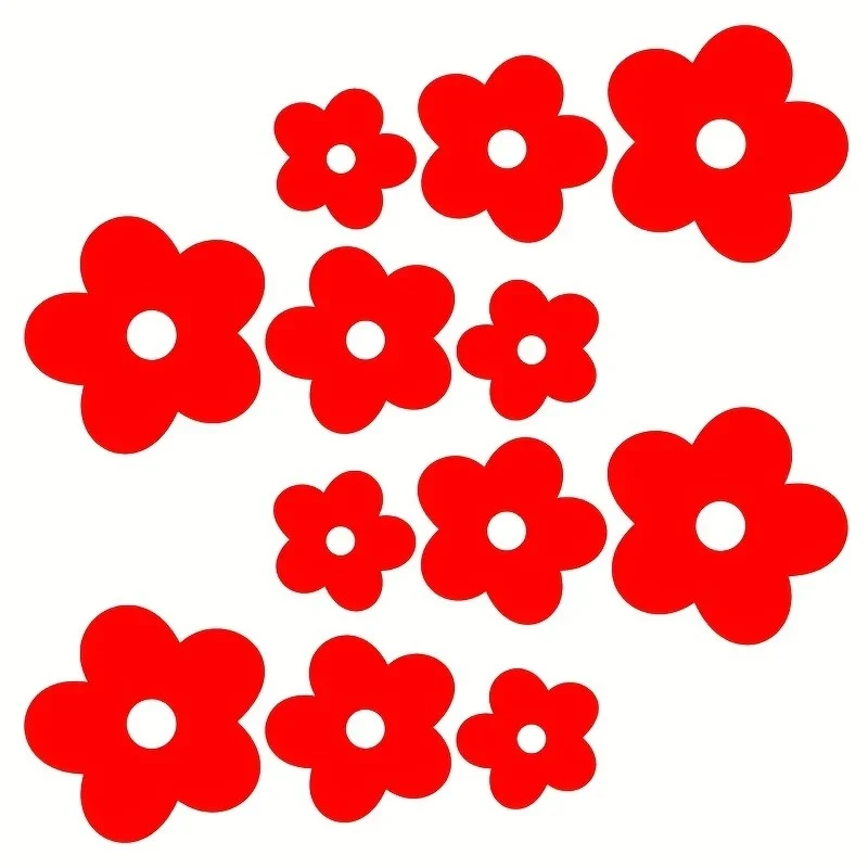 12pcs Colorful Flowers Decoration Vinyl Decals