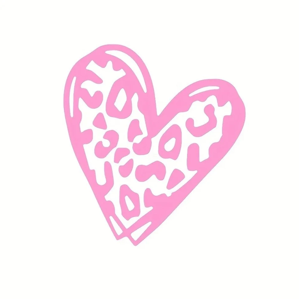 1pc Heart Shaped Leopard Print Car Stickers