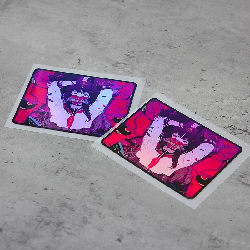 1PC Holographic Anime Girl Decals With Mask best