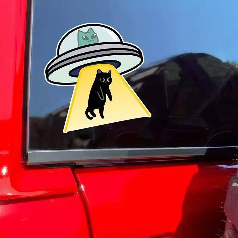 UFO Catch A Cat Vinyl Waterproof Decal