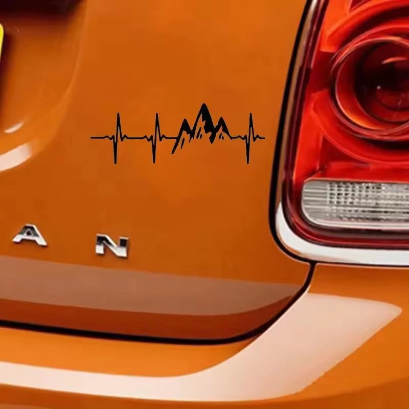 Stiker mobil pola detak jantung gunung