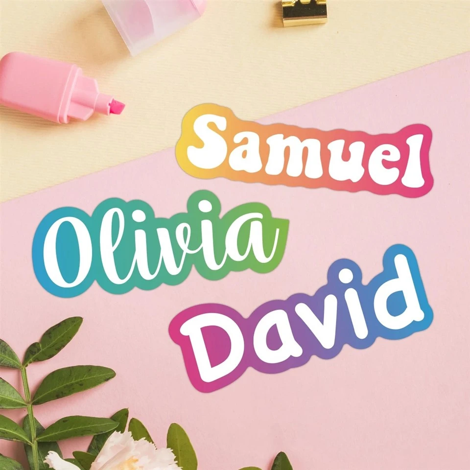 6pcs(5inch) Custom Text Color Name Stickers high quality