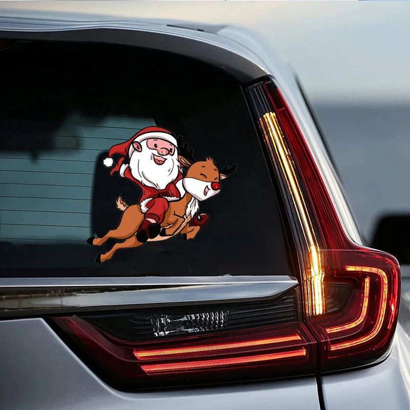 Stiker Jendela Mobil Santa Hadiah Natal