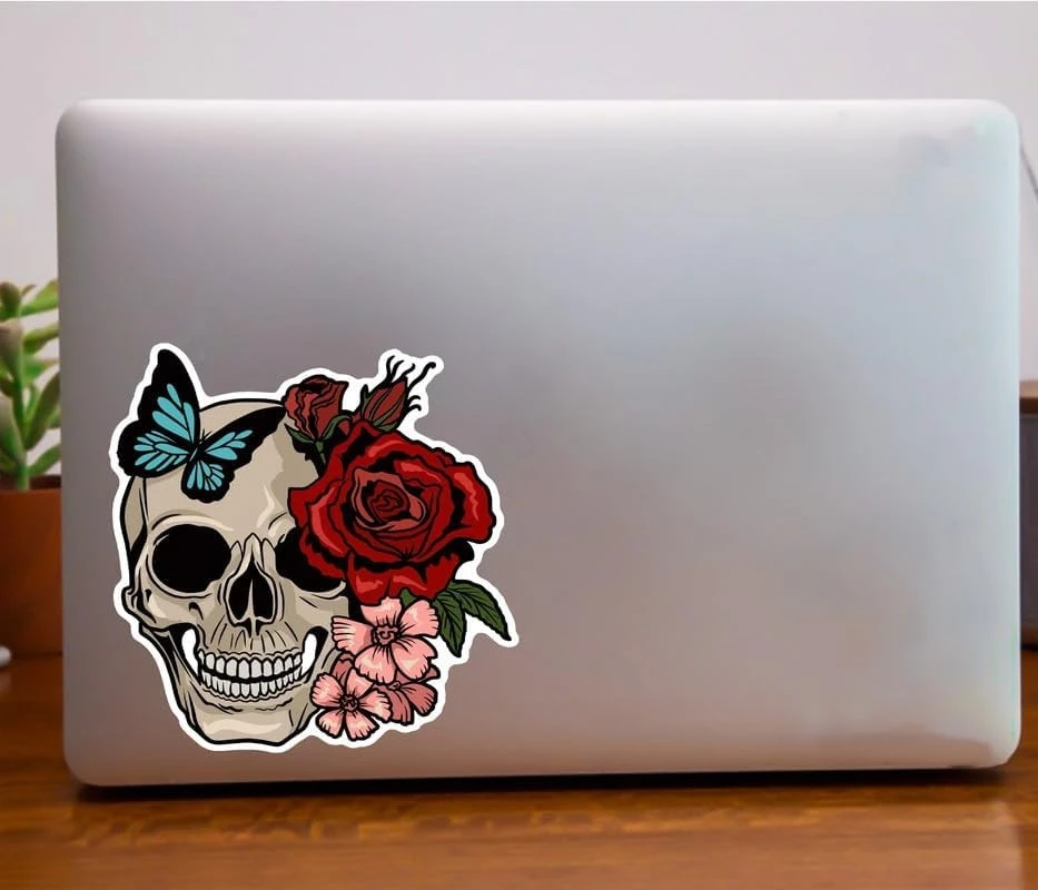 Stiker Tengkorak Mawar