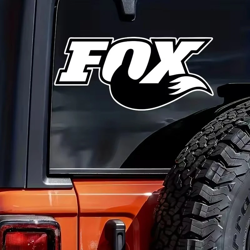 Teks rubah dan stiker mobil ekor rubah
