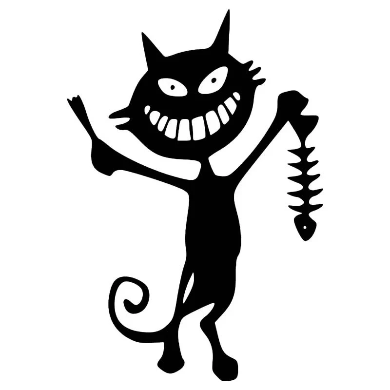 ET11397# Funny Fish And Cat Skeleton Decal For Car