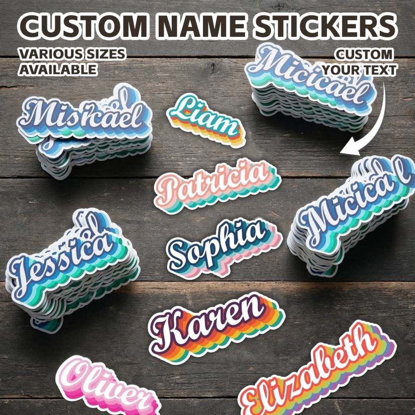 Nama kustom stiker yang dipersonalisasi dengan tahan air