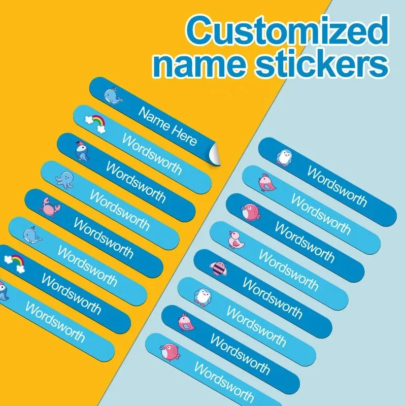 Label stiker nama tahan air khusus untuk anak -anak