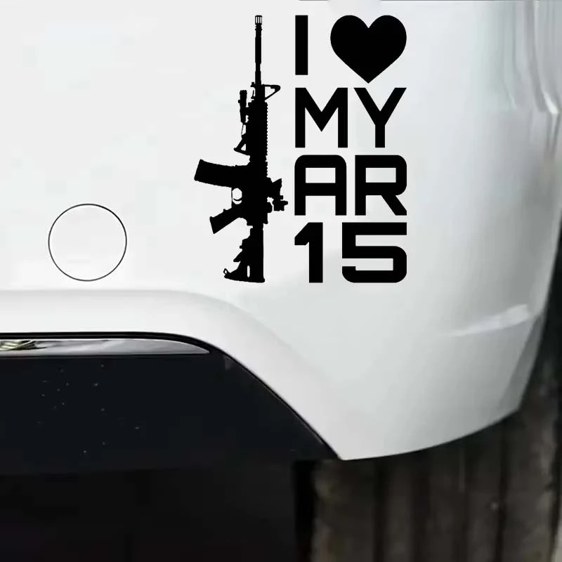 Saya suka ar -15 stiker mobil senjata
