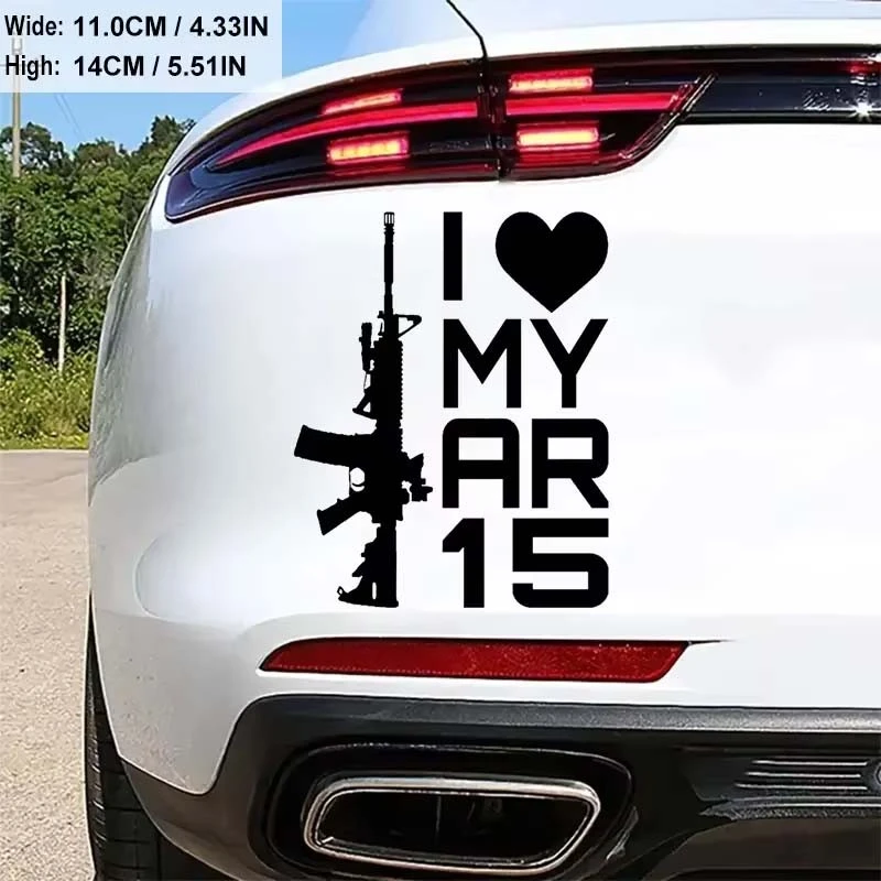 ET11386# I Love Ar-15 Gun Car Sticker