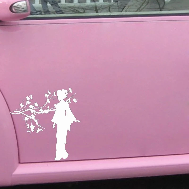 Geisha gadis jepang stiker pohon sakura
