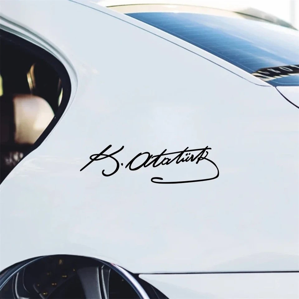 Layar Vinyl Stiker Mobil Kreatif Ataturk Signature