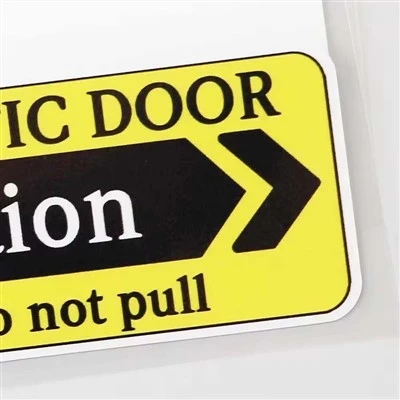 Desain Peringatan Stiker Perhatian Pintu Otomatis