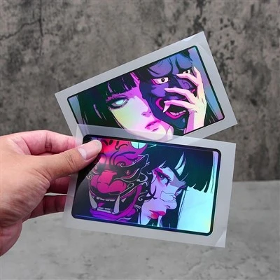 1 pc decals anime holographic dengan topeng