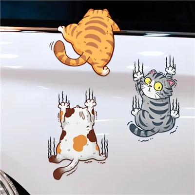 Stiker Mobil Cakar Beruang Kucing Lucu