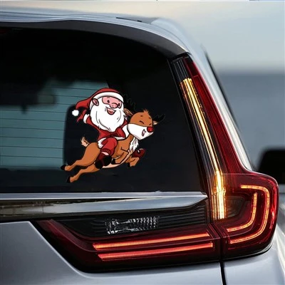 Stiker Jendela Mobil Santa Hadiah Natal