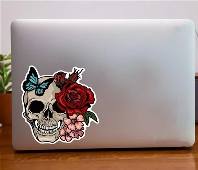 Stiker Tengkorak Mawar