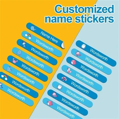 Label stiker nama tahan air khusus untuk anak -anak
