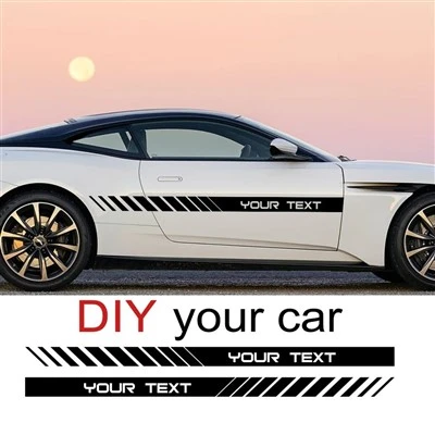 Diy mobil stiker grafis garis kustom teks Anda