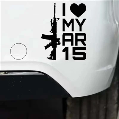 Saya suka ar -15 stiker mobil senjata
