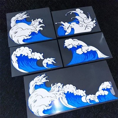 Stiker sepeda motor reflektif gelombang laut JDM