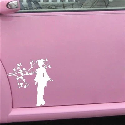 Geisha gadis jepang stiker pohon sakura