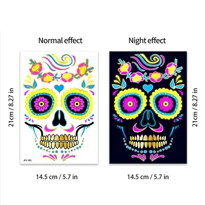 Stiker Halloween Tato wajah bercahaya untuk orang Meksiko