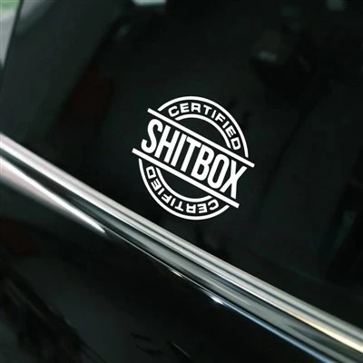 Shitbox bersertifikat stiker mobil lucu & kreatif