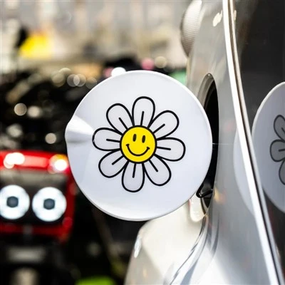 Stiker sepeda motor wajah krisan yang tersenyum