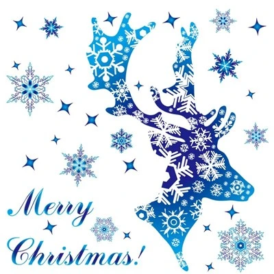 Snowflake Reindeer Santa Claus Stiker Natal