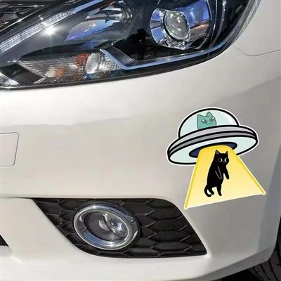 UFO menangkap decal tahan air vinil kucing