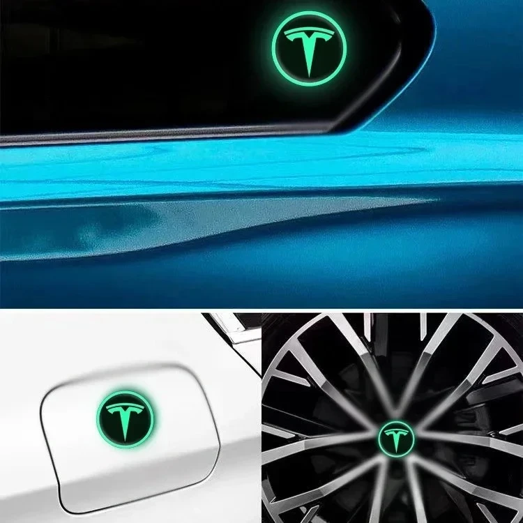 Tesla Cars Glow - di - - stiker hub roda gelap