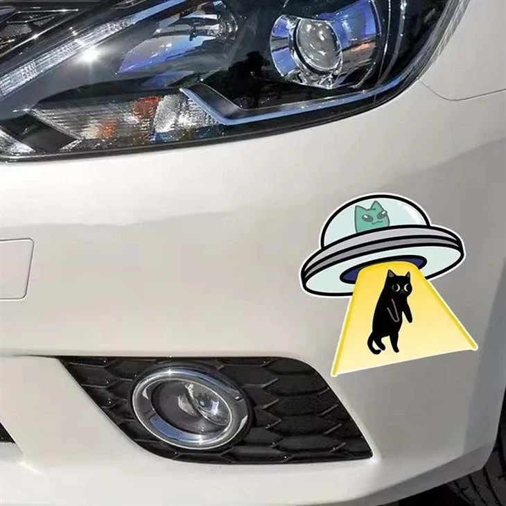 UFO menangkap decal tahan air vinil kucing