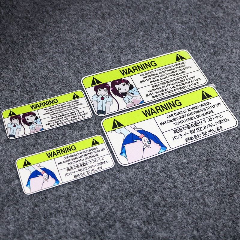 Warning Cartoon Girl Pattern Reflection Sticker